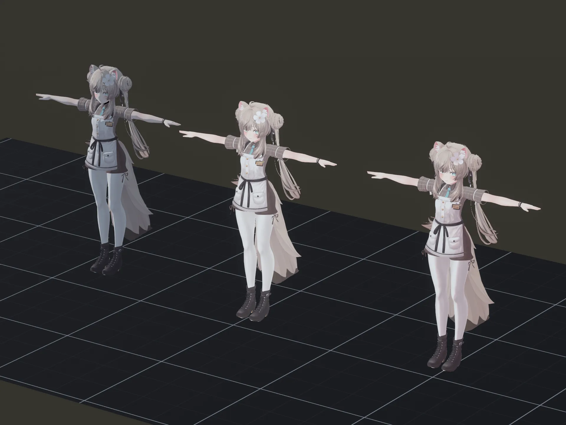 デフォルト、影なし、liltoon製ShadowRampの比較